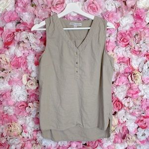 Larry Lavine Linen Blend Sleeveless Top Sz M